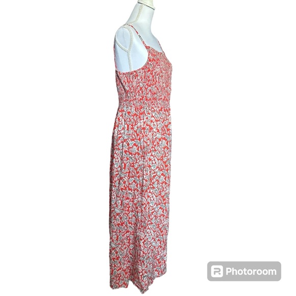 NWT Old Navy Maxi Dress, Orange with Seafoam Green and White pattern, size Large - Picture 4 of 9